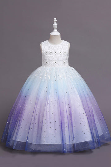 Púrpura Sem Mangas Vestido de Menina